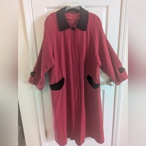 Gorgeous Red and Black Velvet Long Trench-style Coat